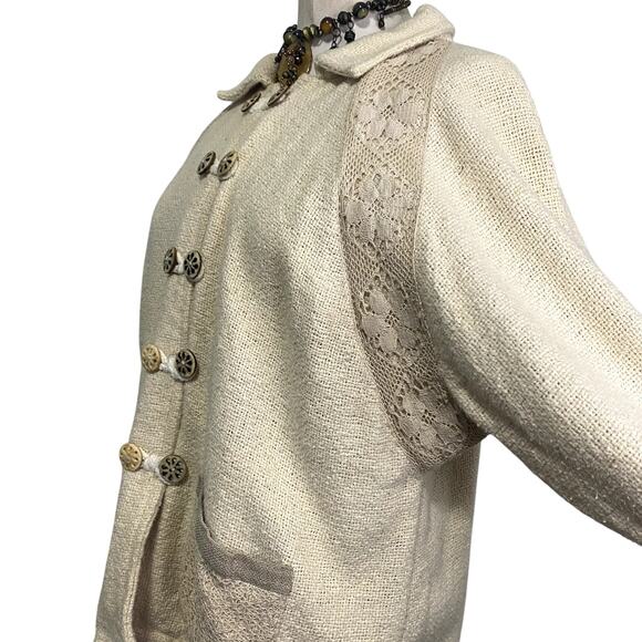 Vintage Heavy Knit Lace Cottage Core Boho Jacket - Picture 13 of 16